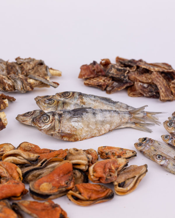 Assorted fish treats for dogs